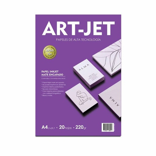 Papel Encapado Mate Doble Faz A4 220g 50h ArtJet